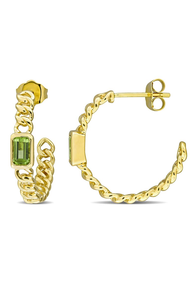 Julianna B. Gemstone Link Hoop Earrings 14k, Main, color, Peridot
