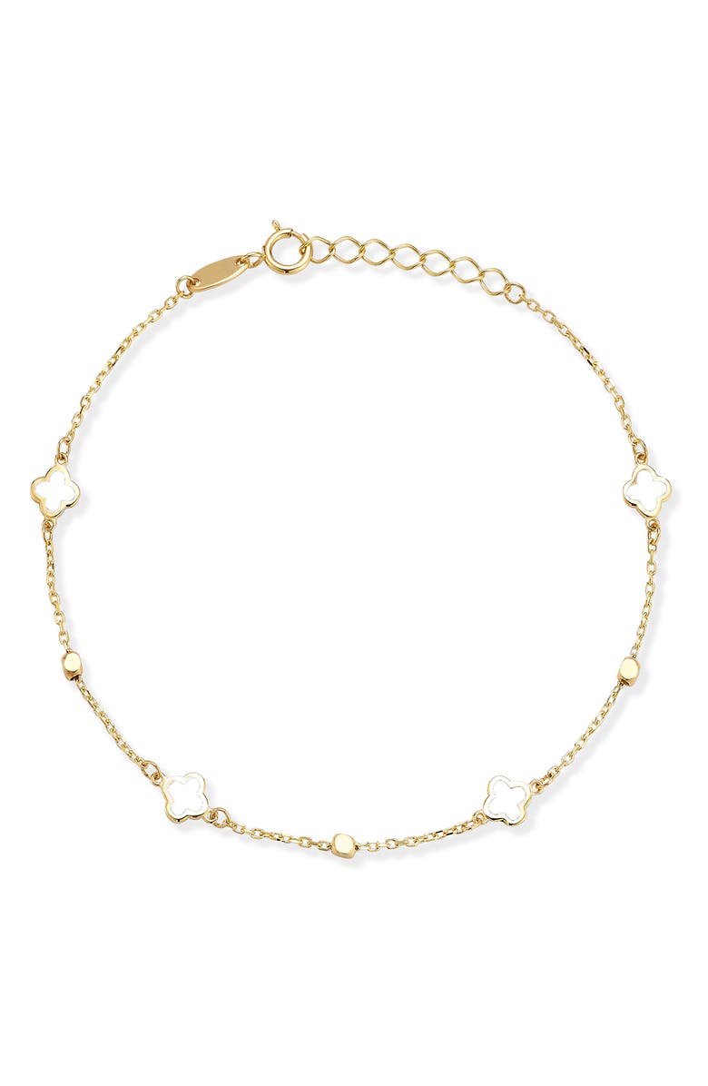 Ember Fine Jewelry Clover Charm Bracelet, Main, color, Gold