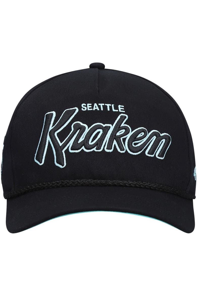 Men's '47 Black Seattle Kraken Crosstown Script Hitch Snapback Hat, Alternate, color, Black