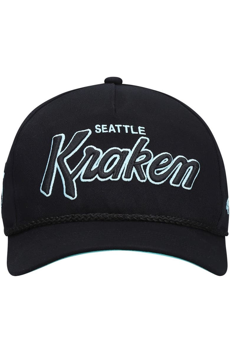 '47 Men's '47 Black Seattle Kraken Crosstown Script Hitch Snapback Hat, Alternate, color, Black