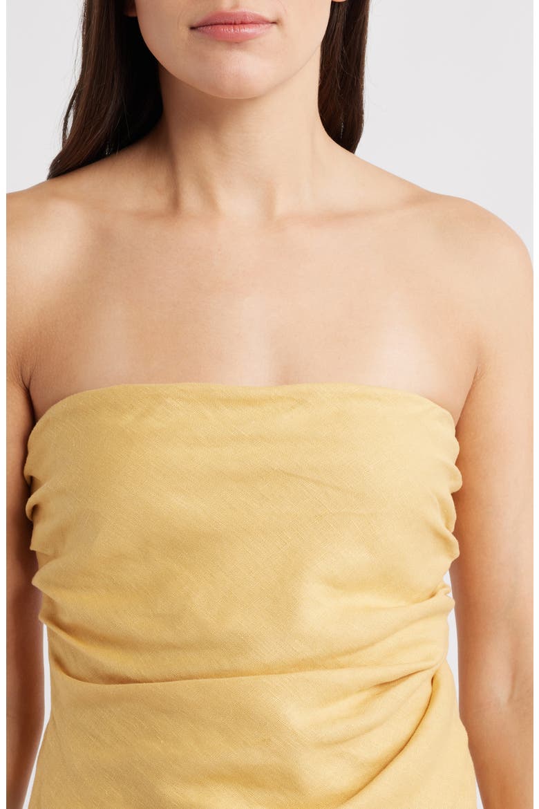 Nera Strapless Asymmetric Hem Top, Alternate, color, MARIGOLD