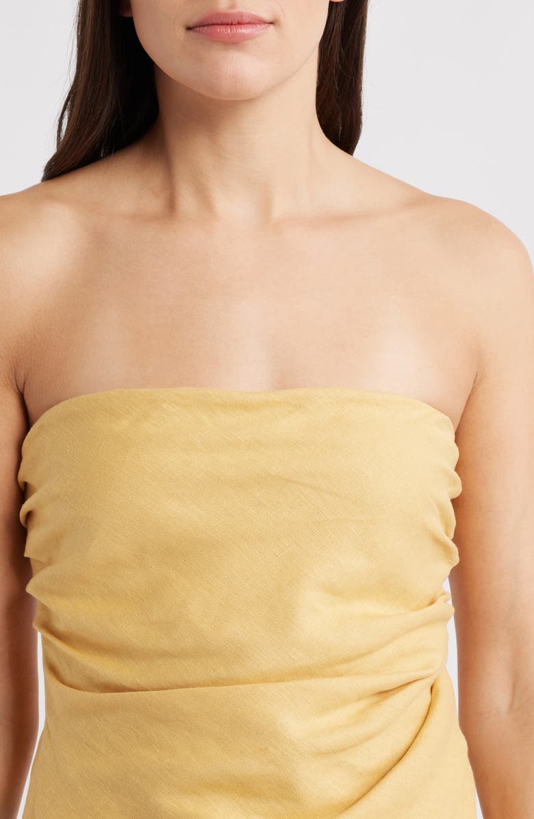 Faithfull the Brand Nera Strapless Asymmetric Hem Top, Alternate, color, Marigold