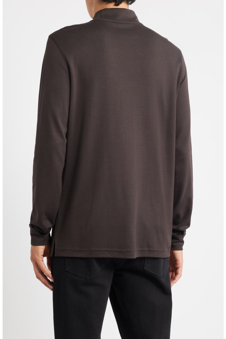 Pima Cotton Interlock Mock Neck Top, Alternate, color, DARK CHOCOLATE