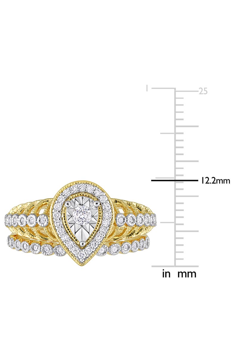 Julianna B. Diamond Halo Teardrop Bridal Ring Set, Alternate, color, Yellow-Plated Sterling Silver