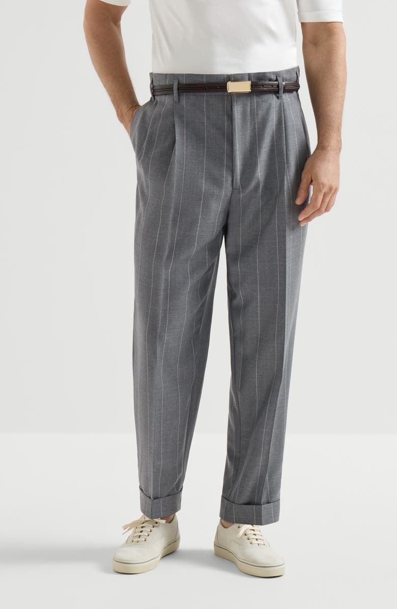 Brunello Cucinelli Chalk stripe trousers, Main, color, Medium Grey