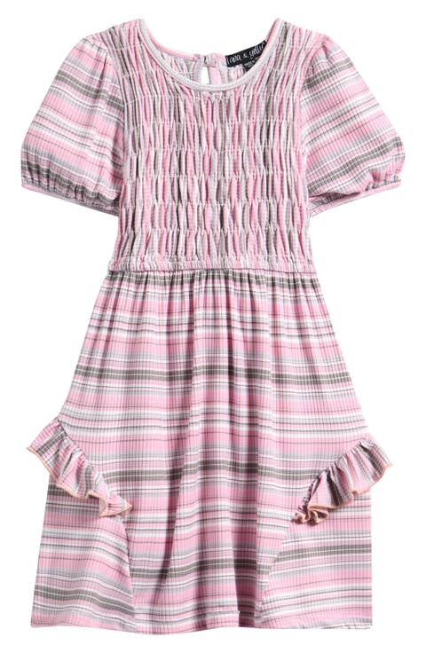 Kids' Stripe Ruched Bodice Dress (Little Kid)