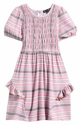 Ava & Yelly Kids' Stripe Ruched Bodice Dress