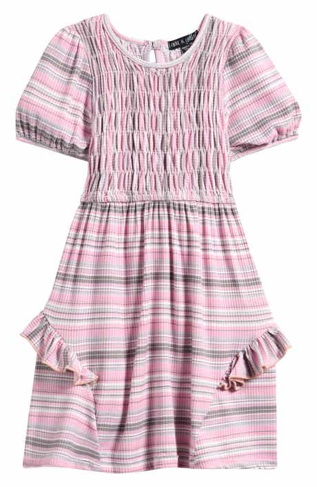 Ava & Yelly Kids' Stripe Ruched Bodice Dress
