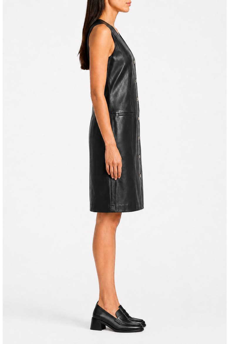 Faux Leather A-Line Dress, Alternate, color, VERY BLACK