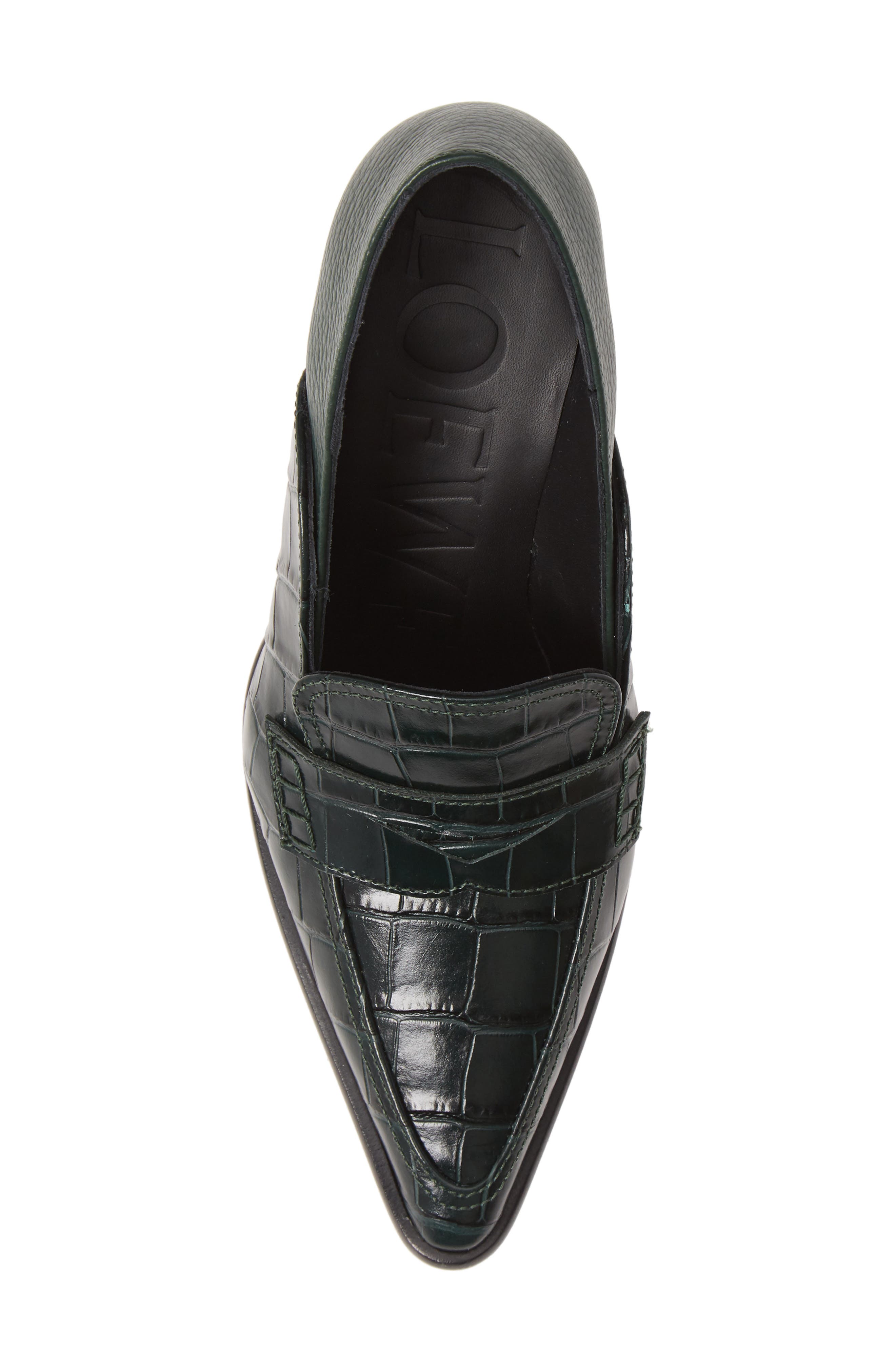 Croc Embossed Loafer Pump, Alternate, color, DARK GREEN