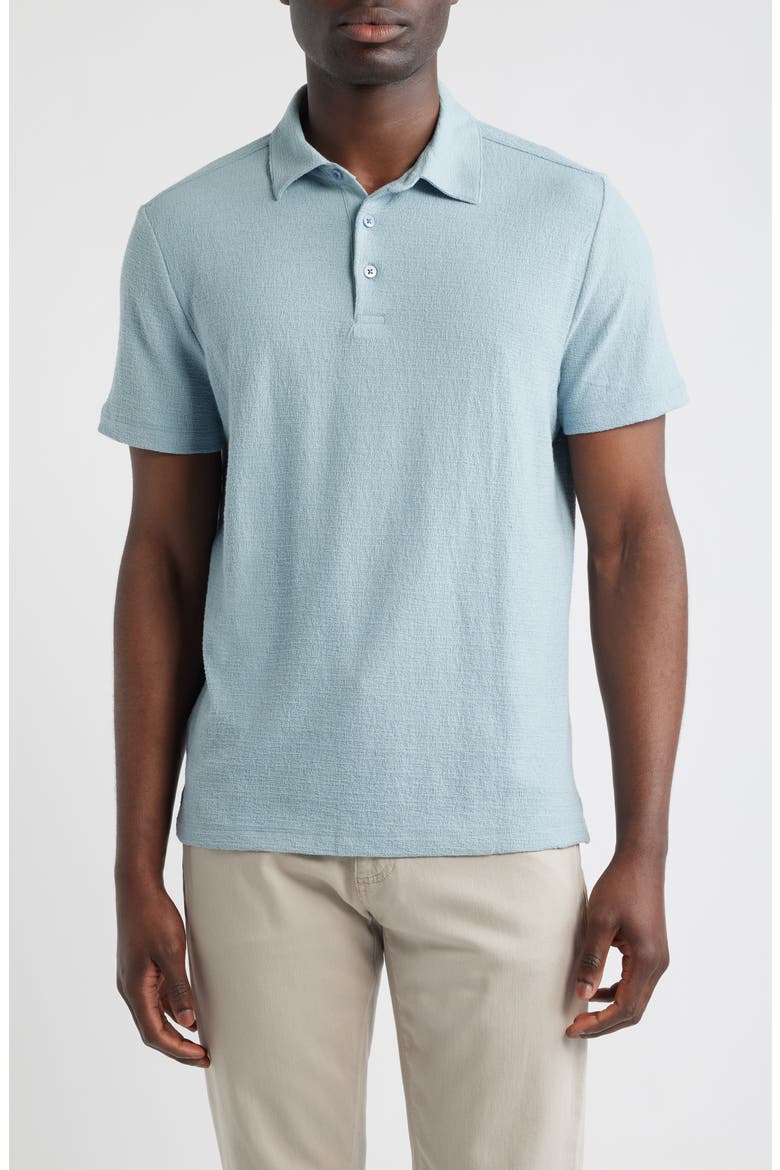 Newman Textured Cotton Blend Polo, Main, color, SOFT TEAL