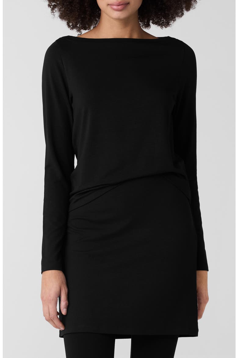 Bateau Neck Top, Main, color, BLACK