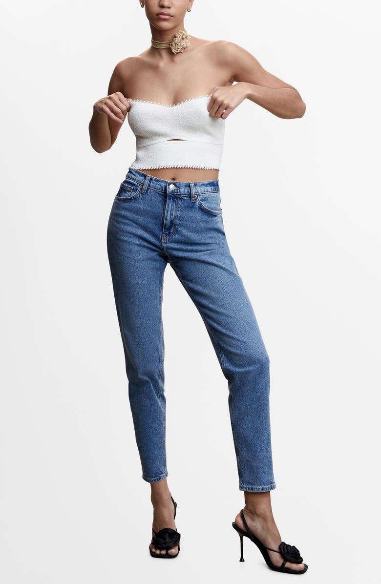 MANGO High Waist Ankle Tapered Mom Jeans, Alternate, color, 