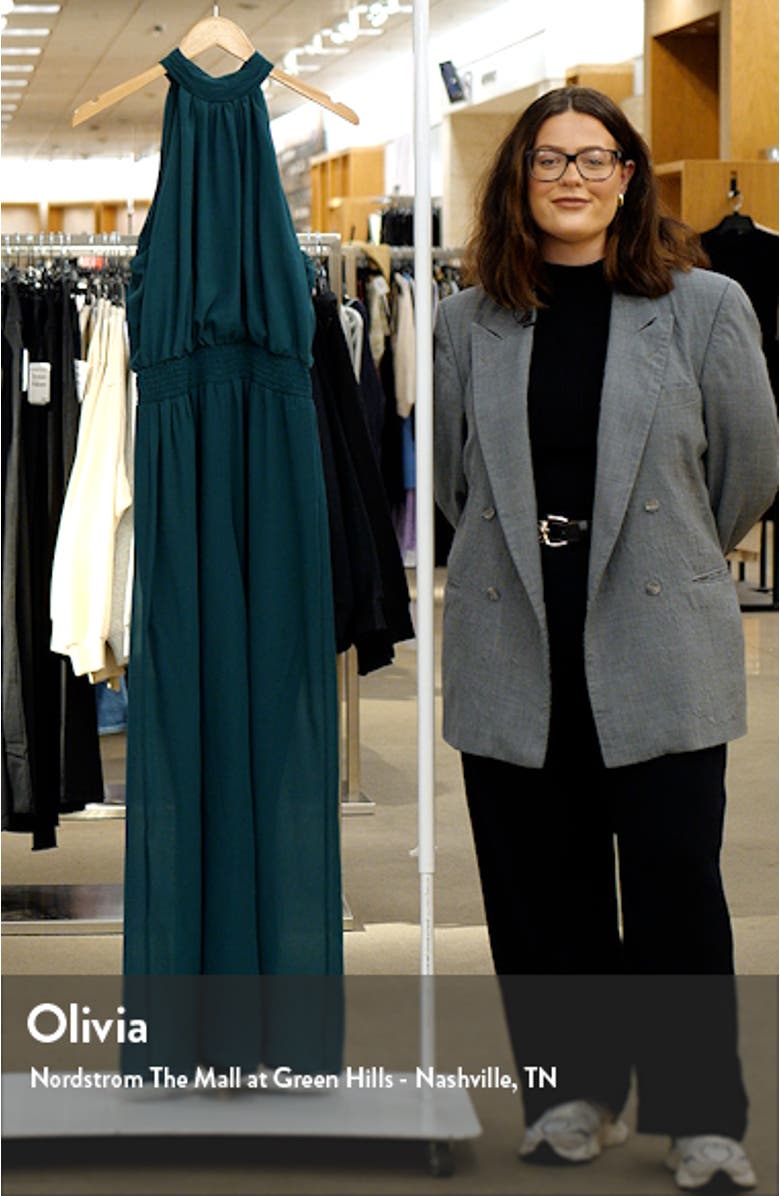 Tie Neck Chiffon Overlay Wide Leg Jumpsuit, sales video thumbnail