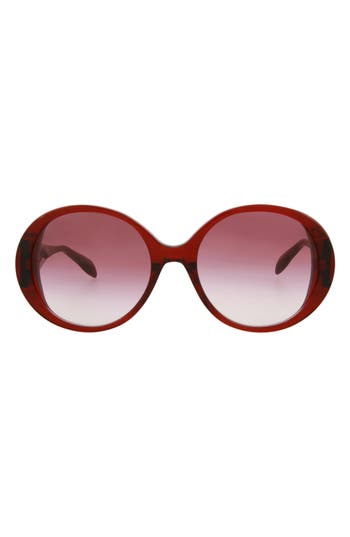 Alexander Mcqueen Round-frame Acetate Sunglasses In Burgundy
