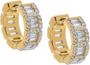 BY ADINA EDEN CZ Pave X Baguette Huggie Earring