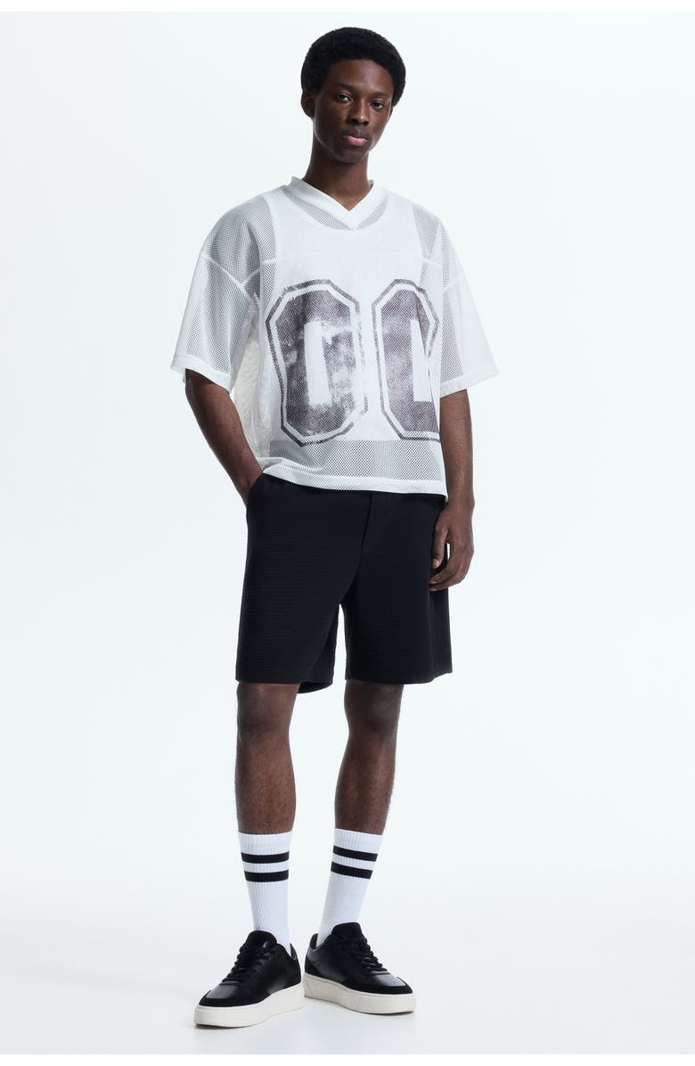 H&M Textured Jersey Shorts, Alternate, color, Black
