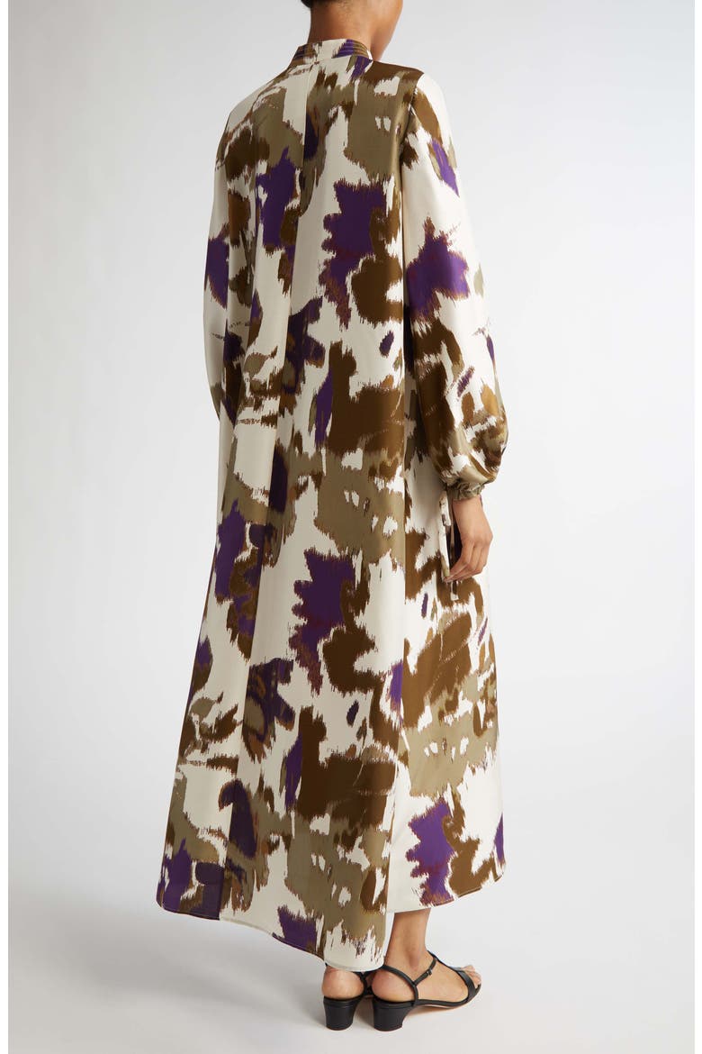 Maesa Floral Long Sleeve Shantung Silk Maxi Dress, Alternate, color, IVORY