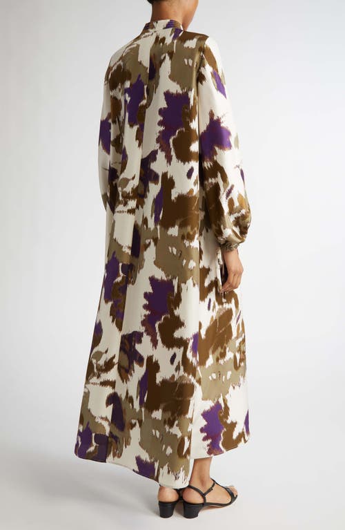 Shop Max Mara Maesa Floral Long Sleeve Shantung Silk Maxi Dress In Ivory