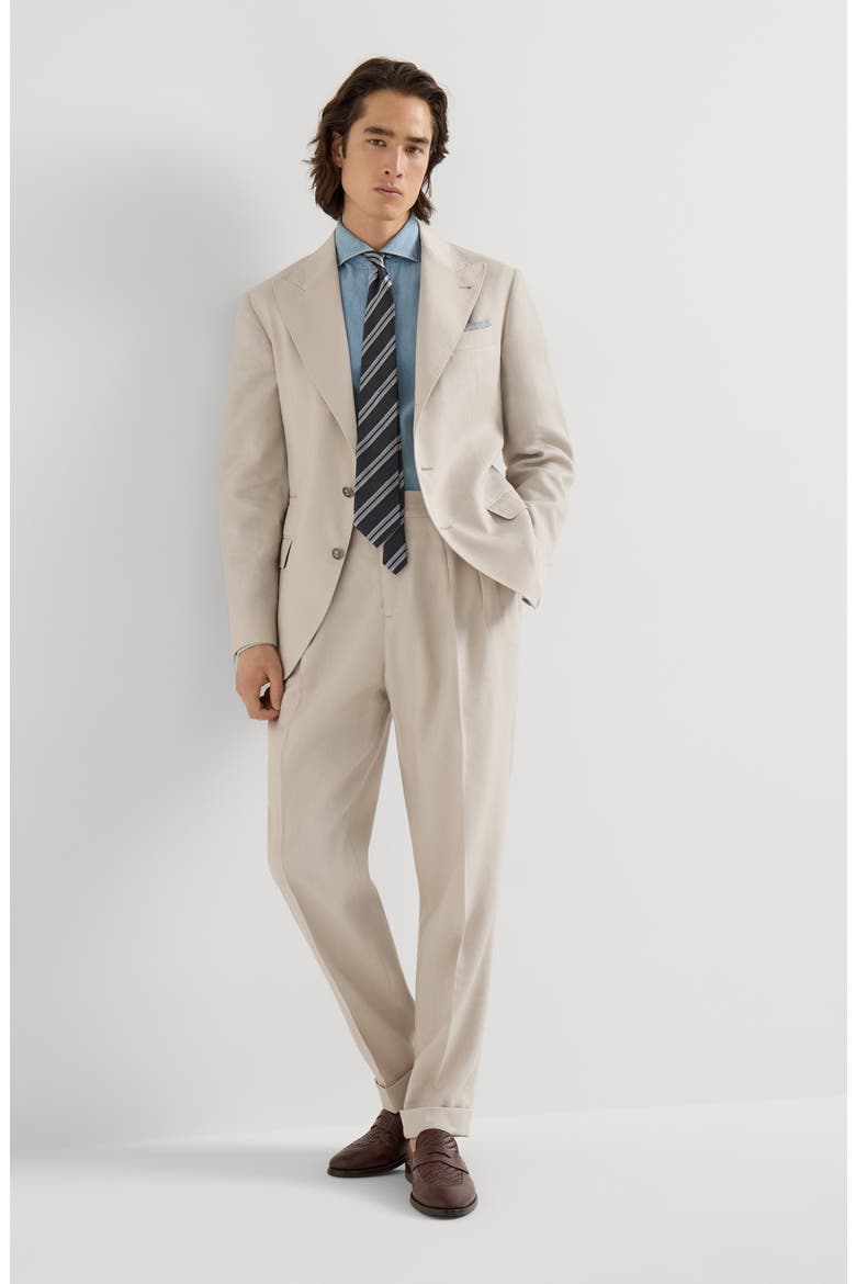 Trousers with double pleats and tabs, Alternate, color, Buff