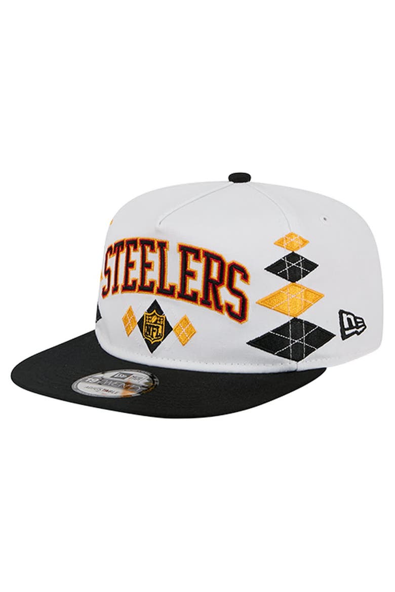 Men's New Era  White Pittsburgh Steelers Argyle 19TWENTY Adjustable Hat, Alternate, color, White