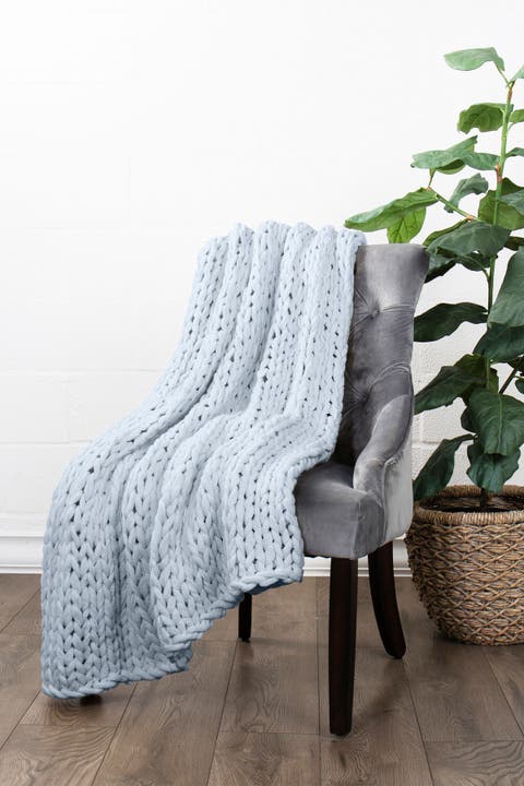 HOME SPUN Chunky Knit Throw Blanket