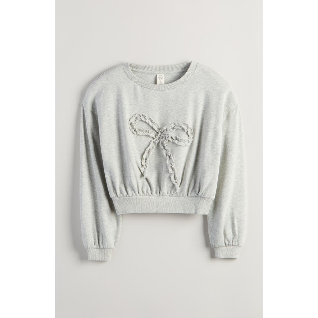 Treasure & Bond Kids' Appliqué Bow Sweatshirt In Gray