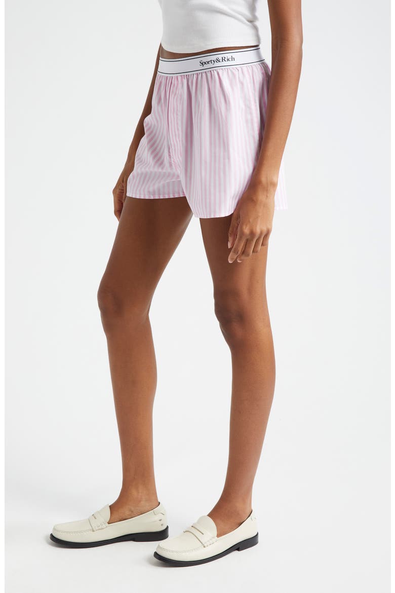 Serif Logo Stripe Boxer Shorts, Alternate, color, WHITE/ PINK LARGE STRIPE