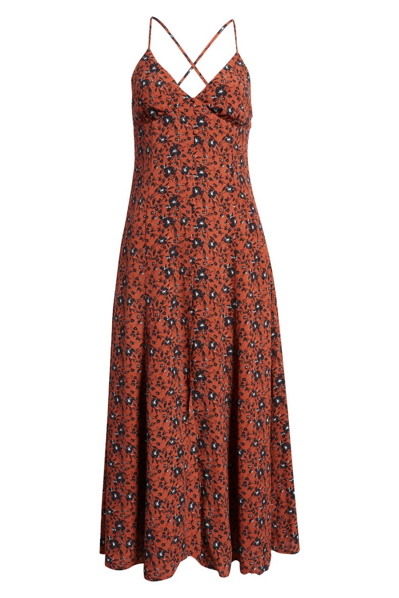 Cami Front Button Maxi dress, Alternate, color, RUST WATERCOLOR FLORAL