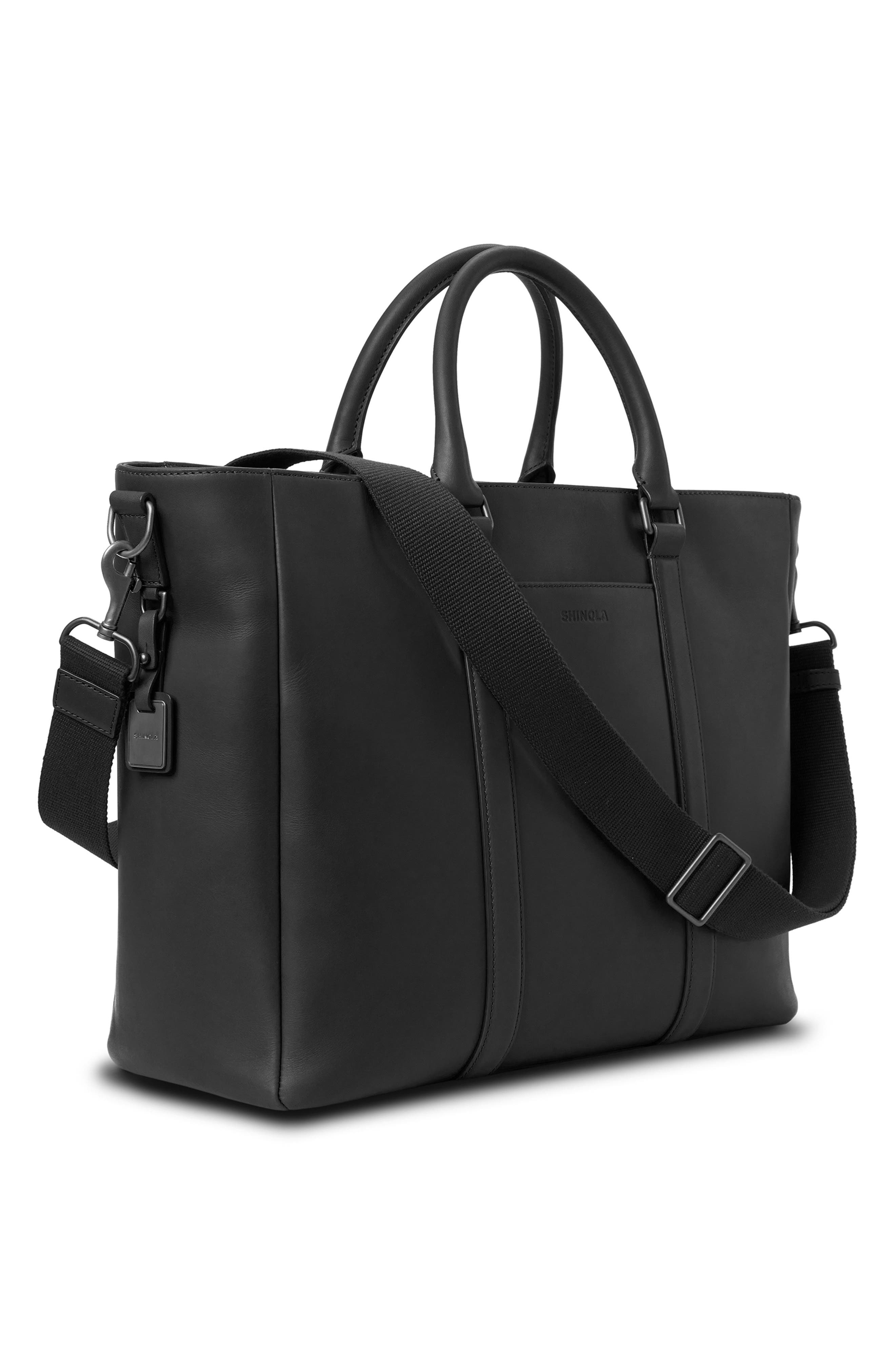 Runwell Leather Zip Briefcase, Alternate, color, BLACK