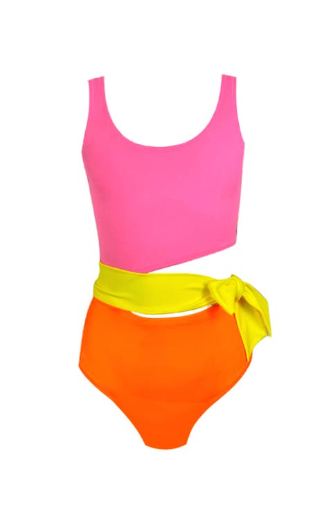 Kids' Cut-Out Yellow Belt Pop - One Piece Girl Swimsuit
