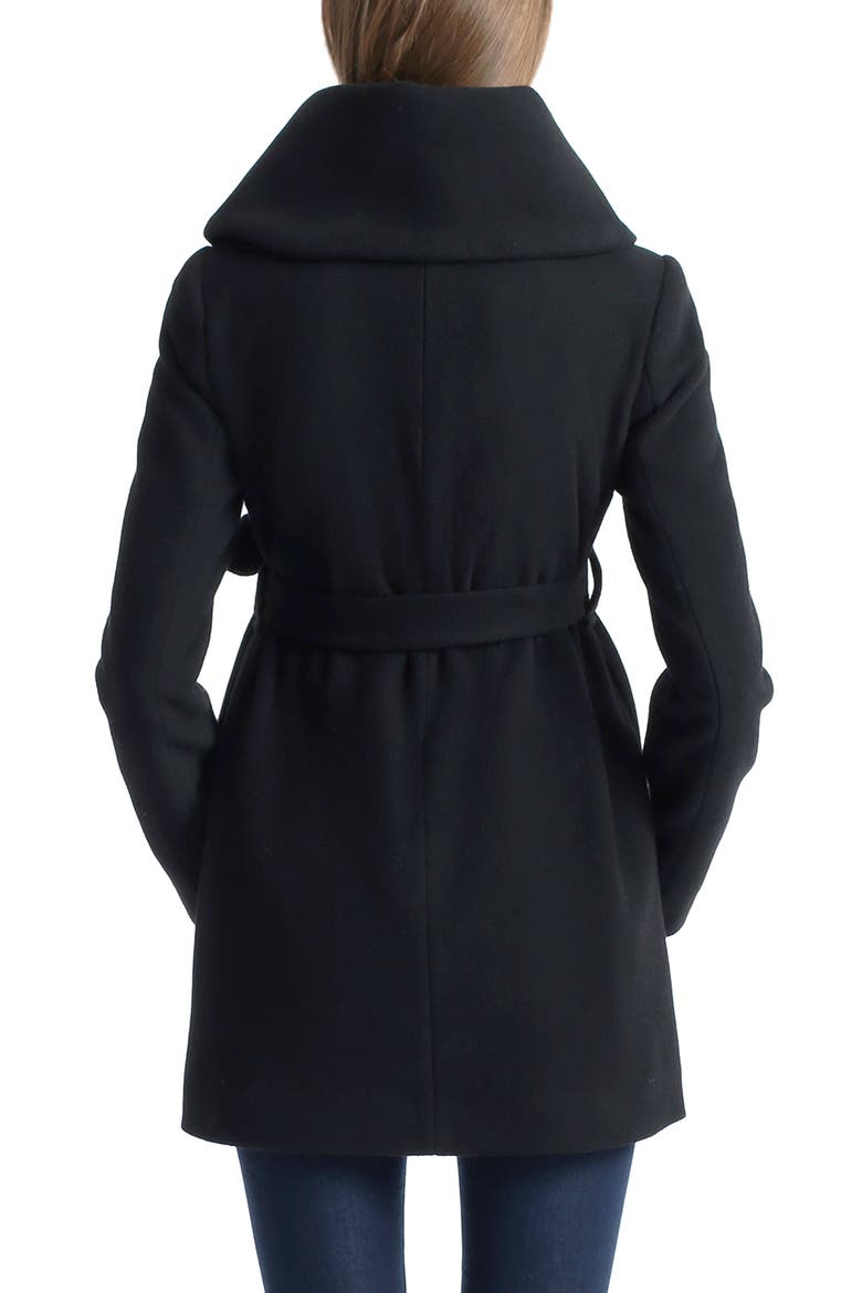 Mia High Collar Wool Blend Maternity Coat, Alternate, color, BLACK