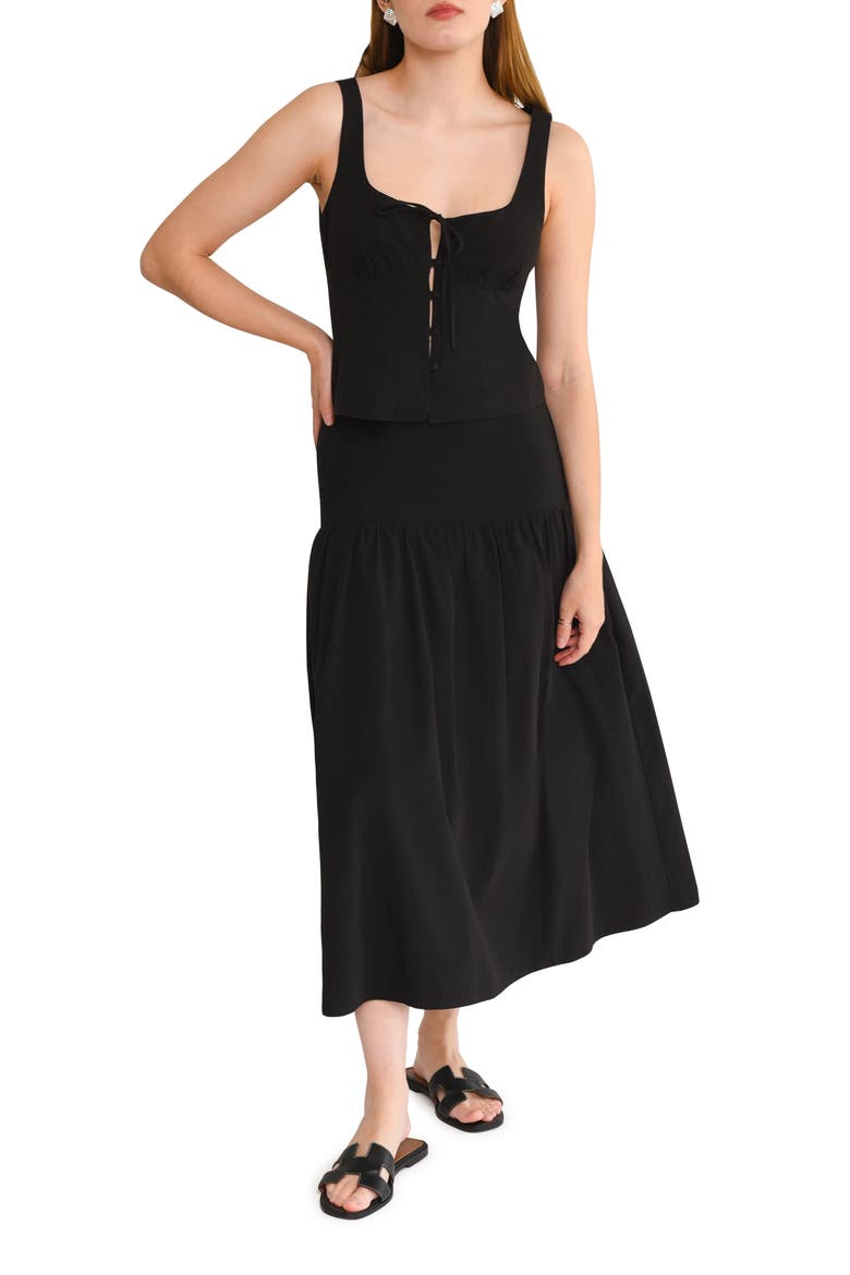 Isola Cotton Knit Skirt, Alternate, color, BLACK