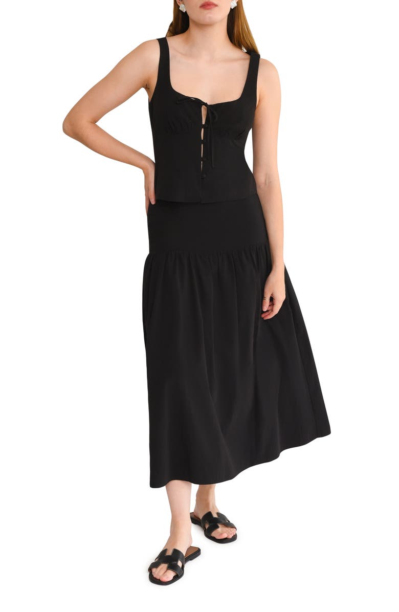 WAYF Isola Cotton Knit Skirt, Alternate, color, Black