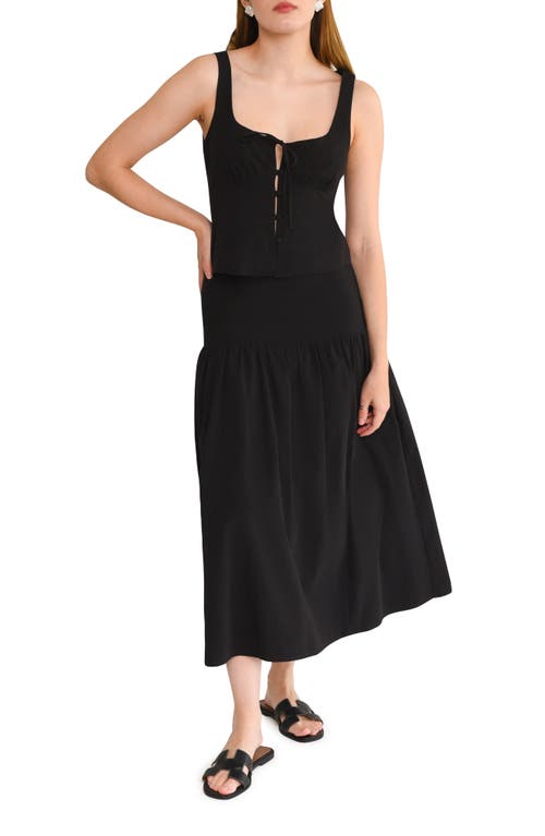 Wayf Isola Cotton Knit Skirt In Black