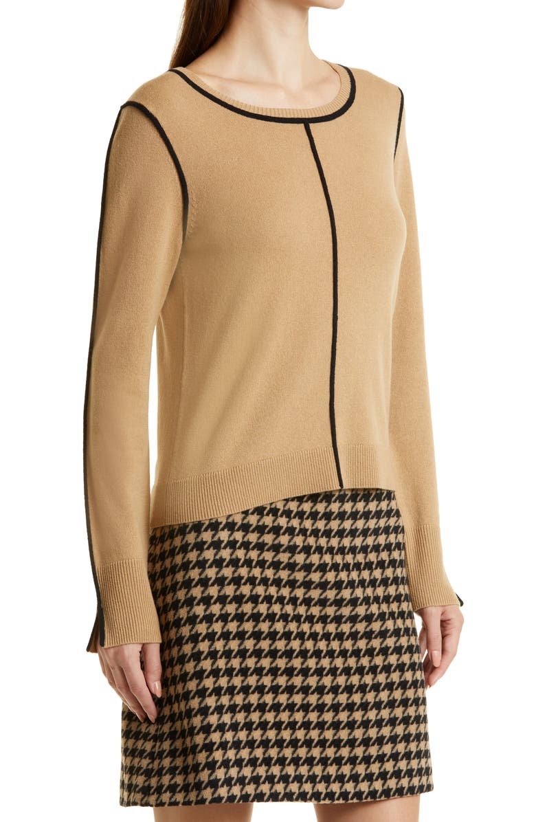 BOSS Vatwea Houndstooth Wool Blend A-Line Skirt, Alternate, color,