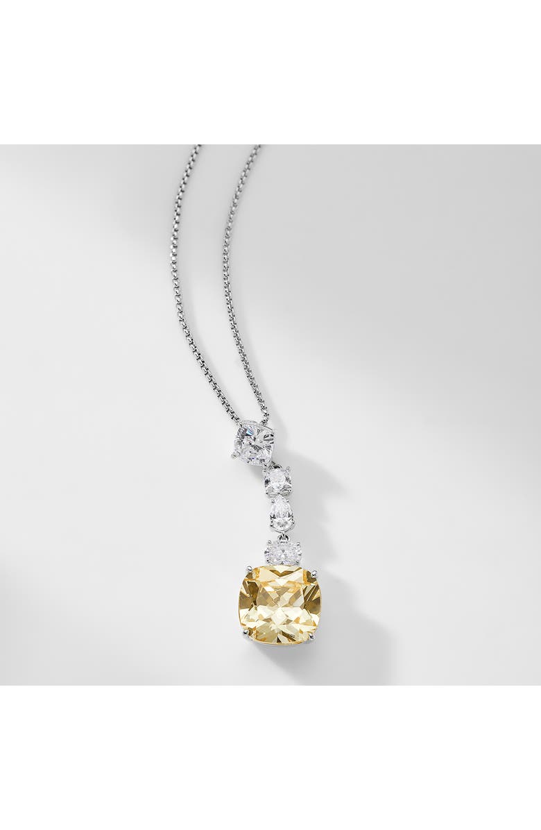 Nadri Soleil Yellow Cubic Zirconia Cushion Pendant Necklace, Alternate, color, Rhodium
