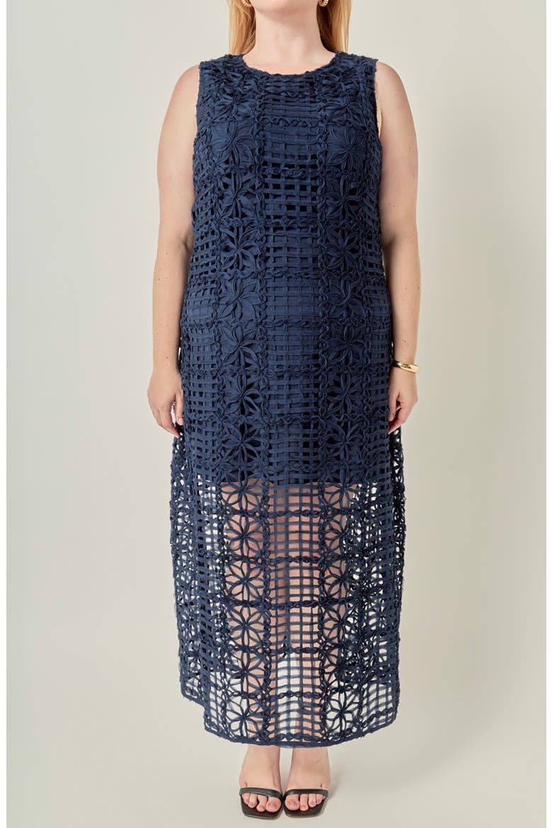 Textured Sleeveless Maxi Dress, Alternate, color, NAVY