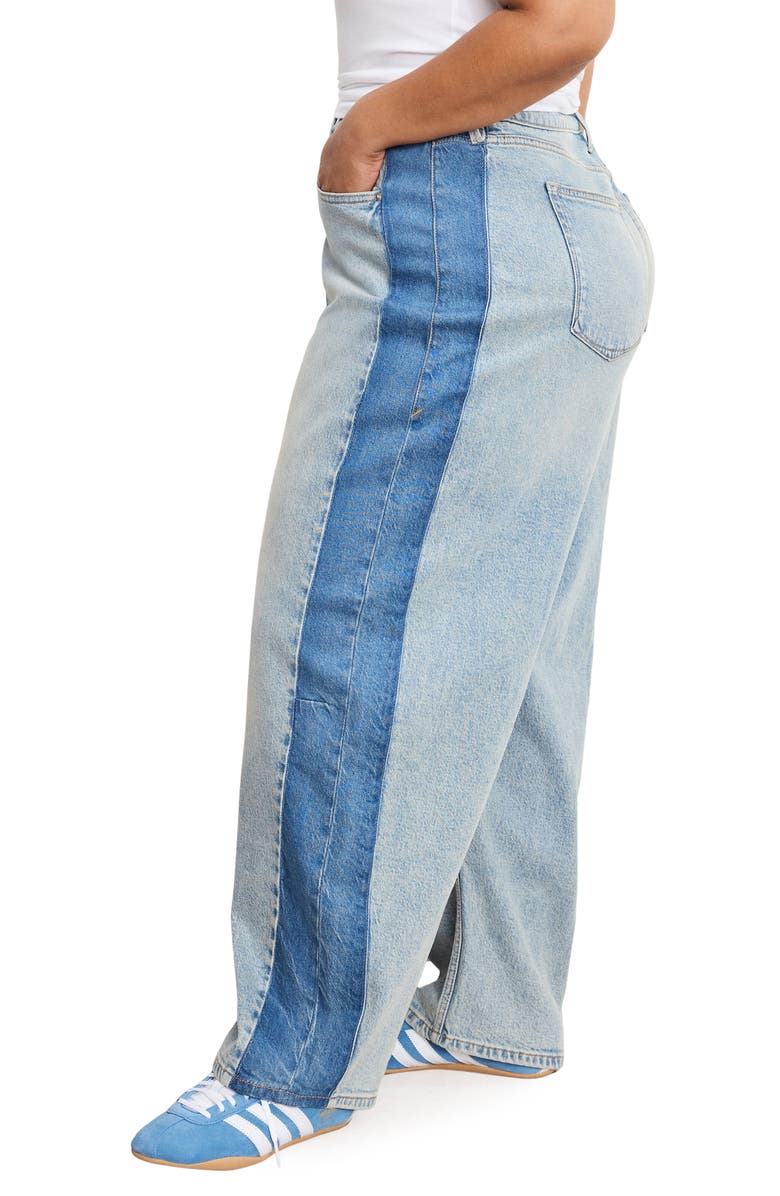 Good American Good Standard Mid Rise Ankle Barrel Jeans, Alternate, color, Indigo