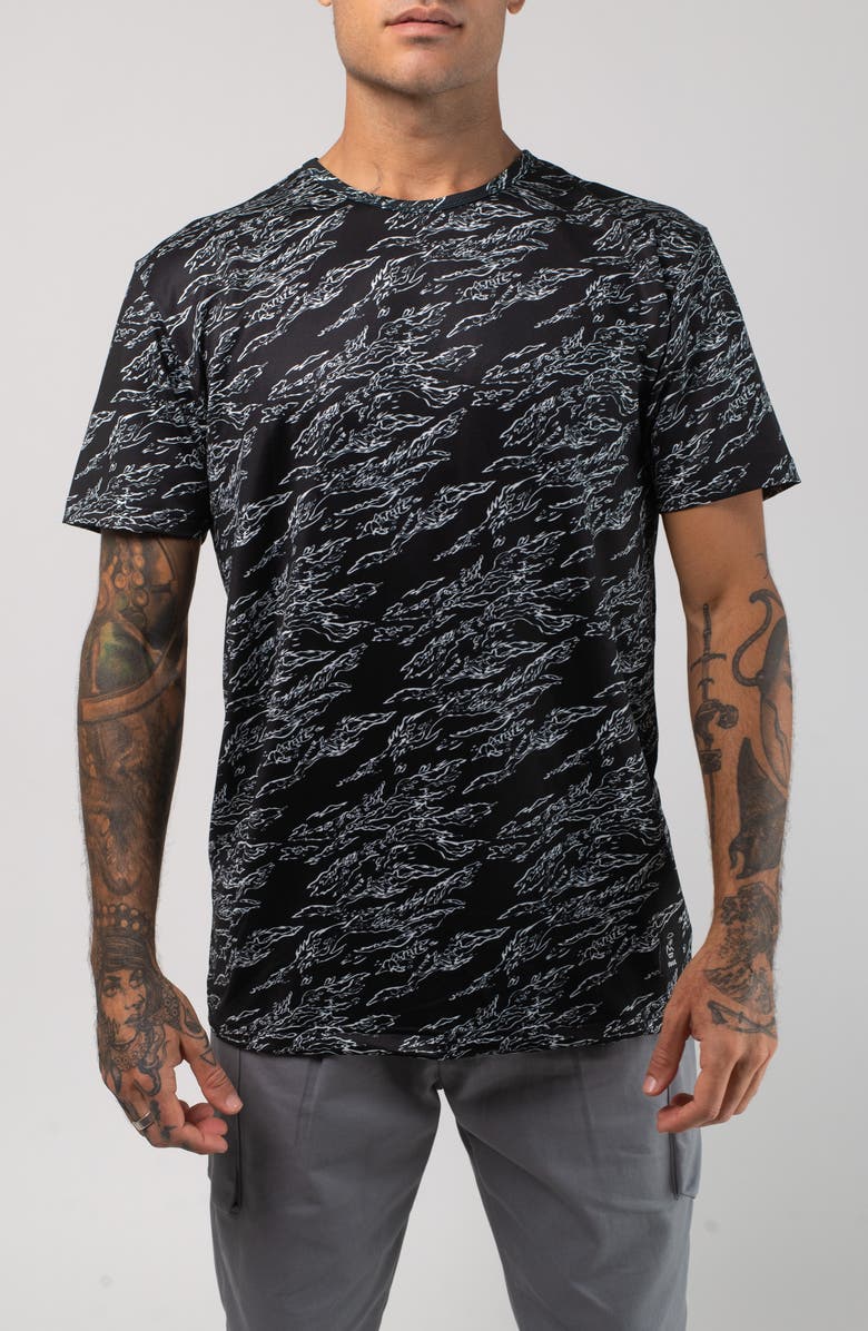 VAST Aqua Terra Shadow Camo Tech Performance T-Shirt, Main, color, Black