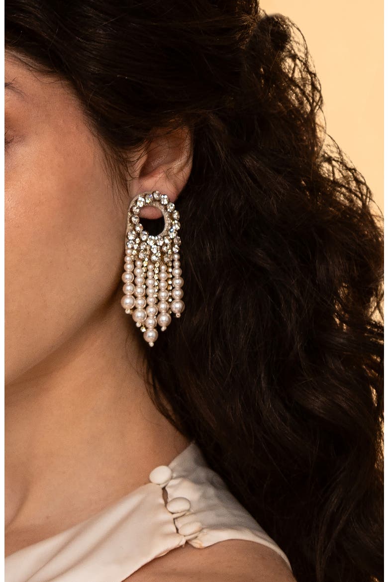 Makena Faux Pearl Drop Earrings, Alternate, color, IVORY