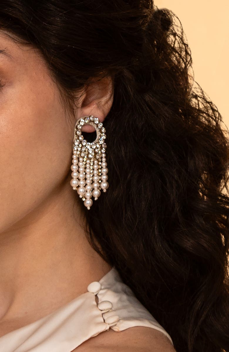 Deepa Gurnani Makena Faux Pearl Drop Earrings, Alternate, color,