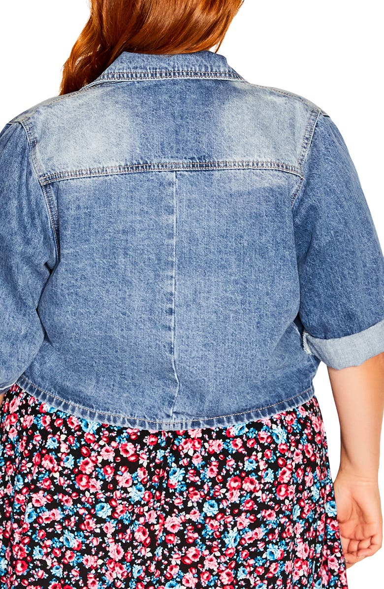 City Chic Denim Crop Jacket, Alternate, color, 