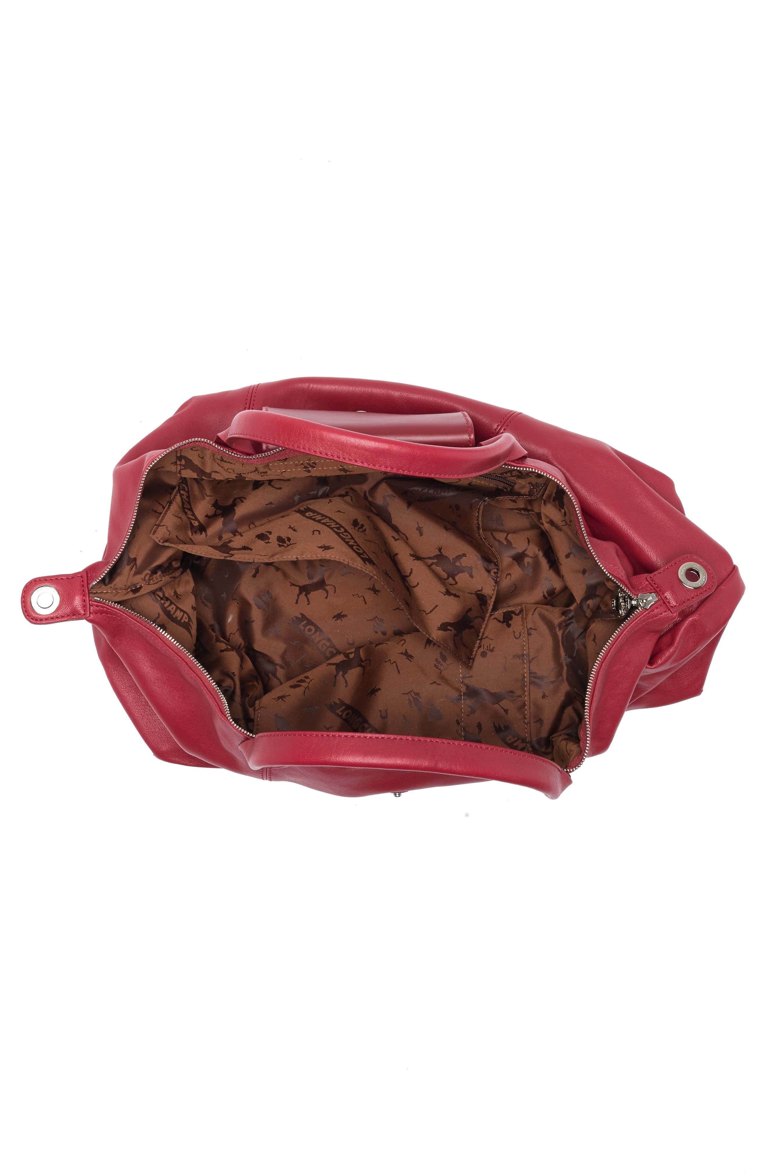 'Le Pliage Cuir' Leather Handbag, Alternate, color, RED