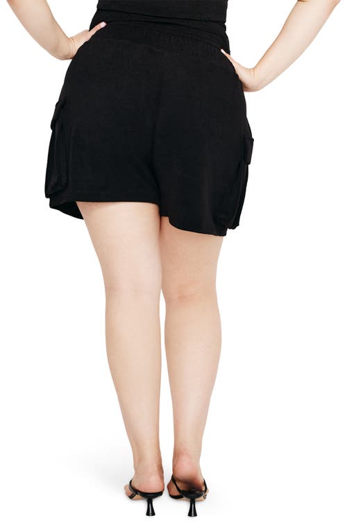 Good American Terry Cargo Shorts In Black001