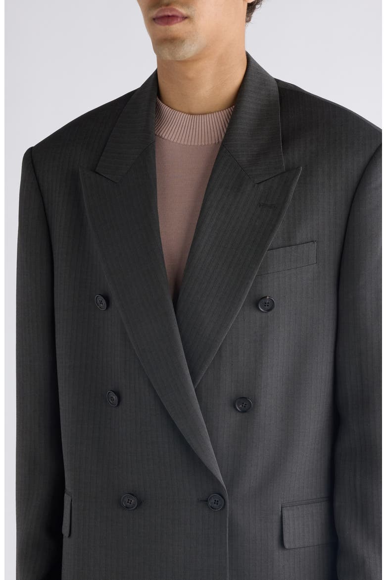 Jarvel Double Breasted Herringbone Blazer, Alternate, color, GREY