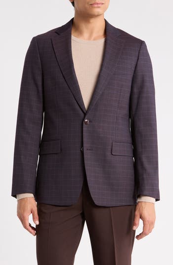Original Penguin Suit Jacket In Dark Purple Plaid