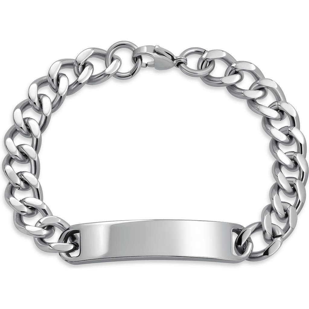 Bling Jewelry Plate Charm Chain Bracelet In Silver
