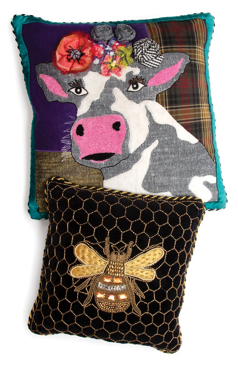 MACKENZIE CHILDS Queen Bee Embellished Accent Pillow, Alternate, color, Black