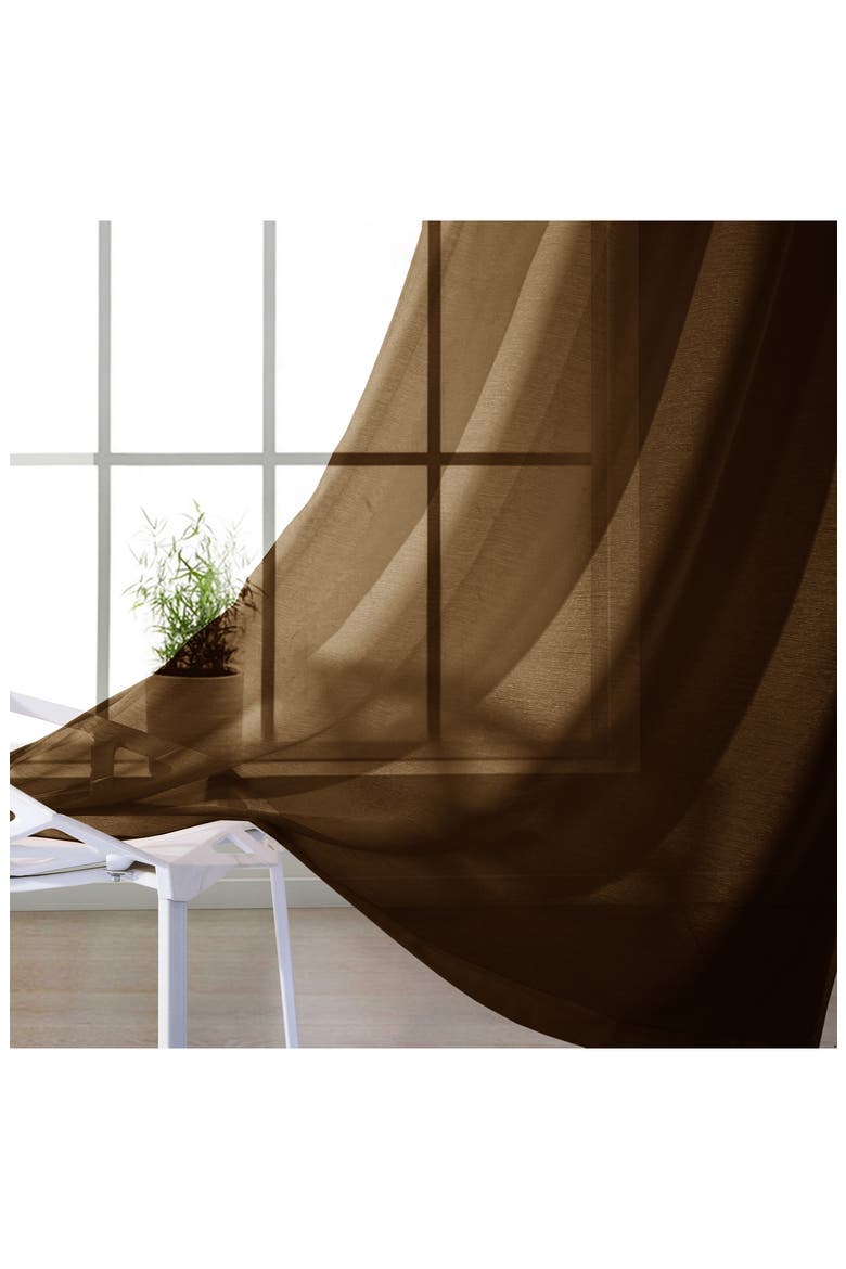 Set of 2 Sheer Curtain Panels, Alternate, color, CHOCOLATE
